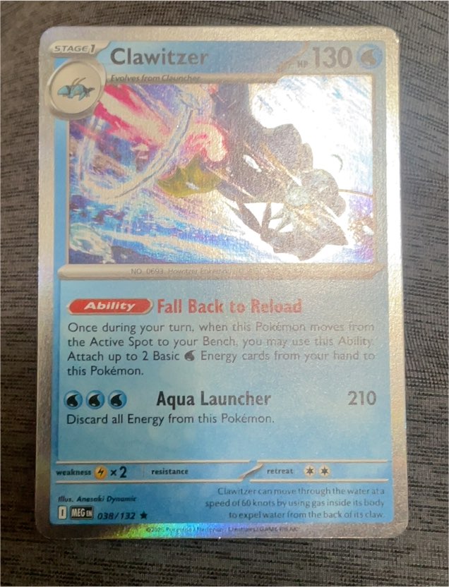 2024 Pokemon TCG Mega Evolution #038 Clawitzer — front