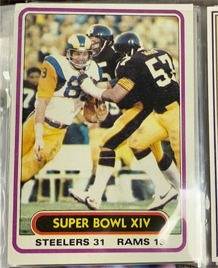 1980 Topps #494 Super Bowl XIV Pittsburgh Steelers 31 Rams 19 — front