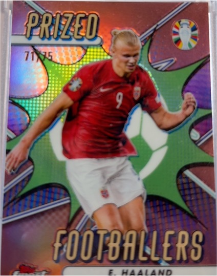 2023 Topps Finest Road to UEFA Euro 2024 Prized Footballers #PF-EH Erling Haaland — front