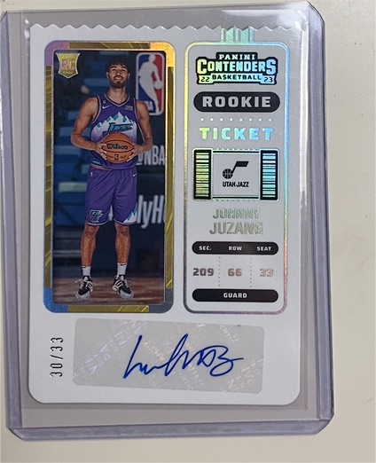 2022-23 Panini Contenders #157 Johnny Juzang Rookie Ticket Auto — front