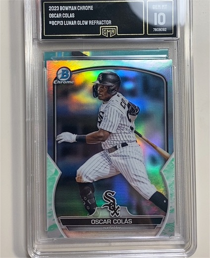 2023 Bowman Chrome #BCP-13 Oscar Colas Lunar Glow Refractor — front