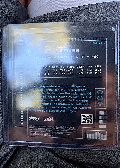 2024 Bowman AI #BAI-15 Paul Skenes — back