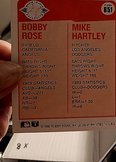 1990 Fleer #651 Mike Hartley — back