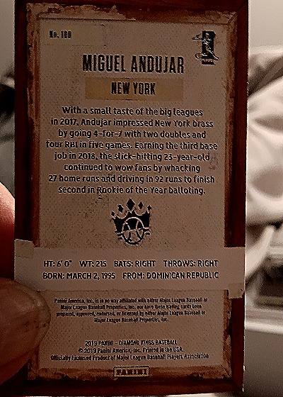 2019 Panini Diamond Kings #100 Miguel Andujar — back