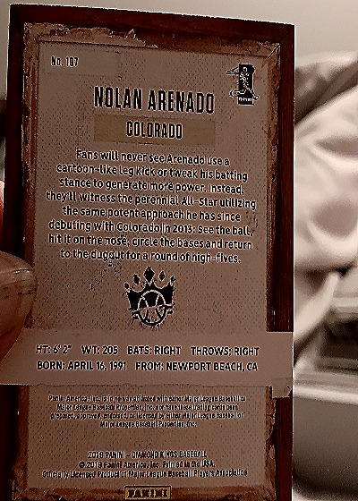 2019 Panini Diamond Kings #107 Nolan Arenado — back