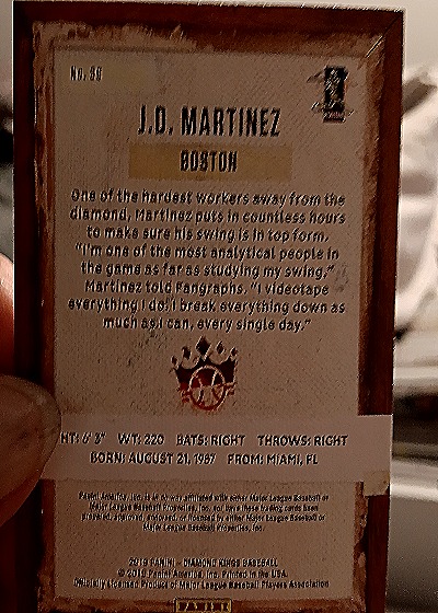 2019 Panini Diamond Kings #39 J.D. Martinez — back
