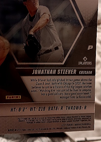 2021 Panini Mosaic #216 Jonathan Stiever — back
