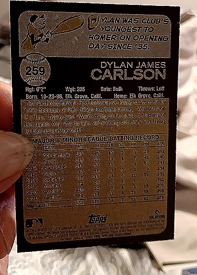 2022 Topps Heritage #259 Dylan Carlson — back
