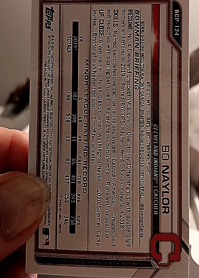 2021 Bowman Chrome #BCP-124 Bo Naylor — back