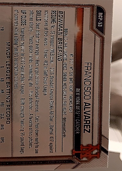 2021 Bowman Chrome #BCP-53 Francisco Alvarez — back
