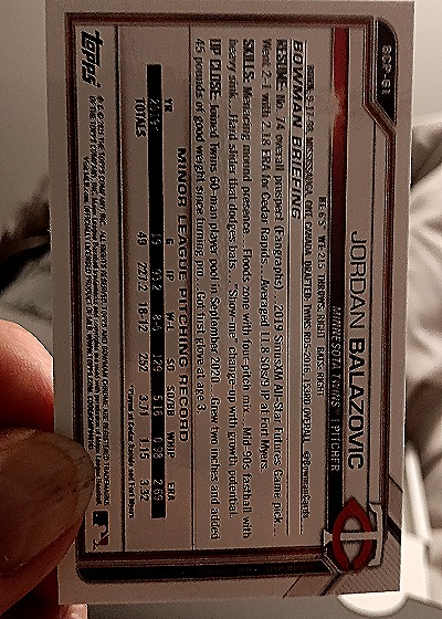 2022 Bowman Chrome #BCP-31 Jordan Balazovic — back