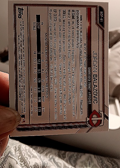 2021 Bowman #31 Jordan Balazovic — back