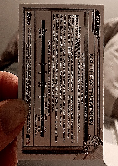 2021 Bowman Chrome Prospects #BCP-74 Matthew Thompson — back