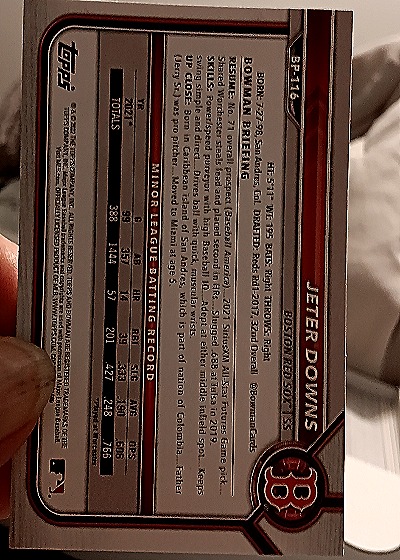 2022 Bowman #BP-116 Jeter Downs — back