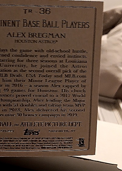 2019 Topps Transcendent Baseball #TR-36 Alex Bregman — back
