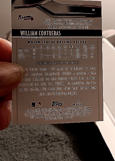 2021 Bowman Platinum #36 William Contreras — back