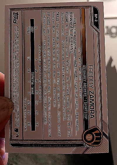 2021 Bowman Paper Prospects #BP-2 Freddy Zamora — back