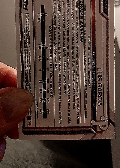 2021 Bowman Chrome Prospects #BCP-73 Luis Garcia — back