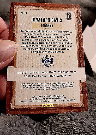 2019 Panini Diamond Kings #94 Jonathan Davis — back