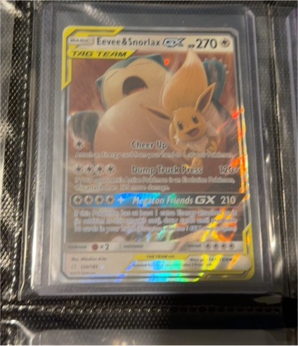 2019 Pokemon Sun & Moon Team Up #120 Eevee & Snorlax GX — front