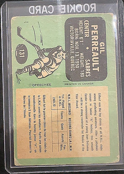 1970-71 O-Pee-Chee #131 Gil Perreault Rookie Card — back