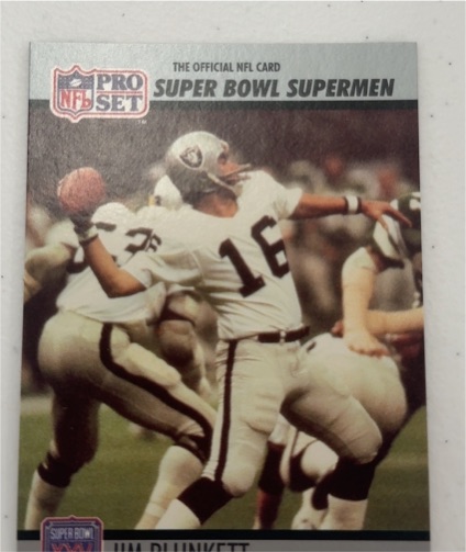 1990 Pro Set Super Bowl XXV Silver Anniversary #35 Jim Plunkett — front