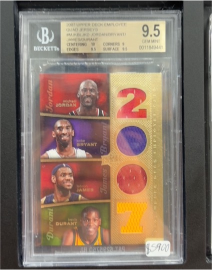2007 Upper Deck Employee Quad Jersey Michael Jordan/Kobe Bryant/LeBron James/Kevin Durant — front