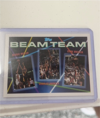 1992-93 Topps #1 Beam Team Reggie Miller / Charles Barkley / Clyde Drexler — front