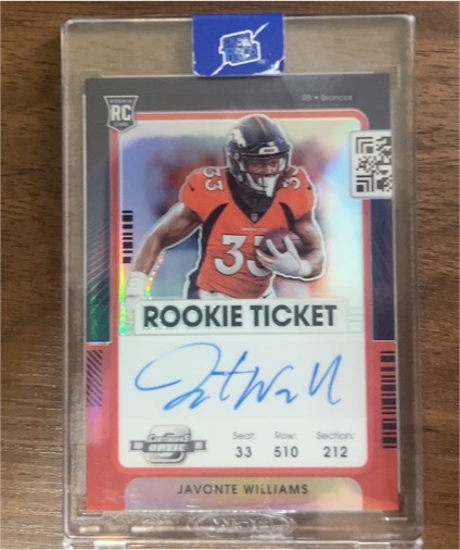 2021 Panini Contenders Optic #115 Javonte Williams Rookie Ticket — front