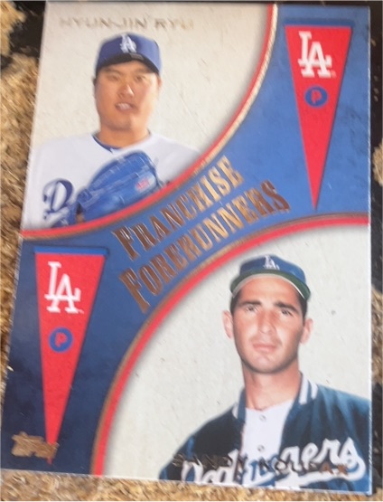 2013 Topps Update Franchise Forerunners #FF-1 Hyun-Jin Ryu/Sandy Koufax — front