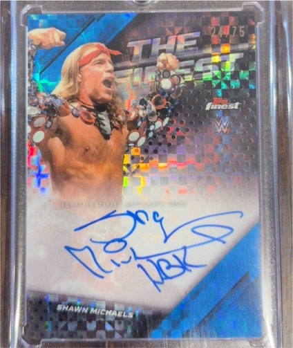 2025 Topps Finest WWE Shawn Michaels The Finest Blue Checkerboard Auto /75 — front