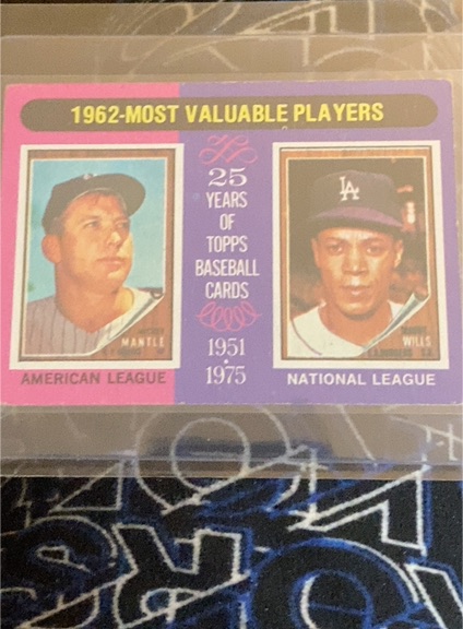 1975 Topps #200 1962 Most Valuable Players Mickey Mantle / Maury Wills — front