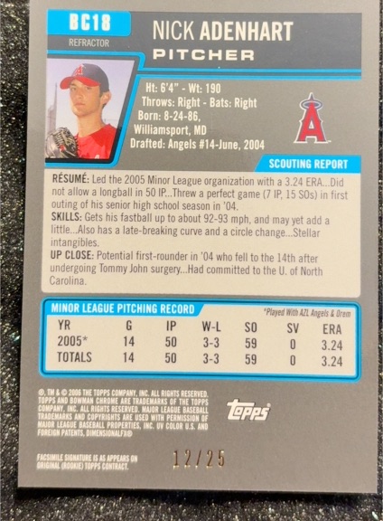 2006 Bowman Chrome Prospects #BC18 Nick Adenhart — front