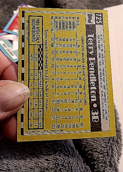 1990 Topps #725 Terry Pendleton — back