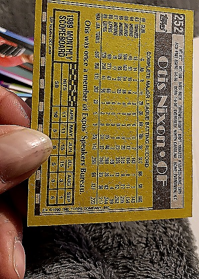 1990 Topps #252 Otis Nixon — back