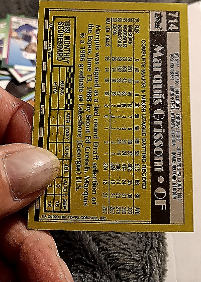 1990 Topps #714 Marquis Grissom — back