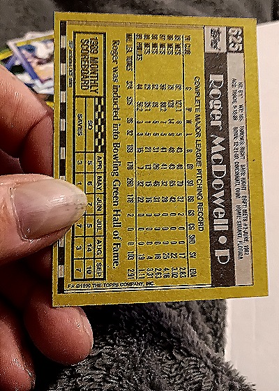 1990 Topps #625 Roger McDowell — back