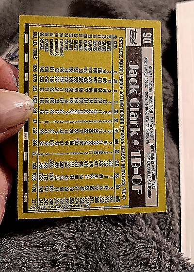 1990 Topps #90 Jack Clark — back