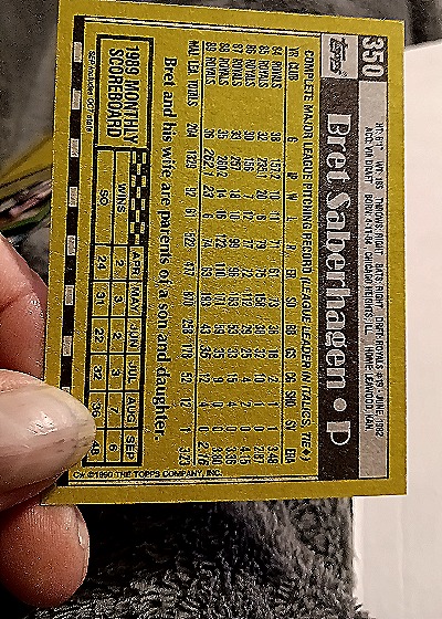 1990 Topps #350 Bret Saberhagen — back
