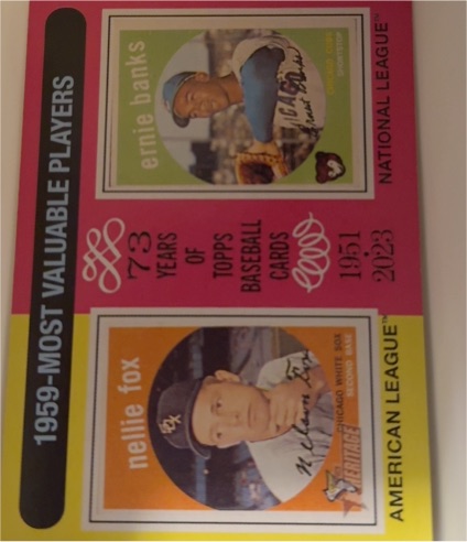 2024 Topps Heritage #191 1959 MVPs (Nellie Fox / Ernie Banks) — front