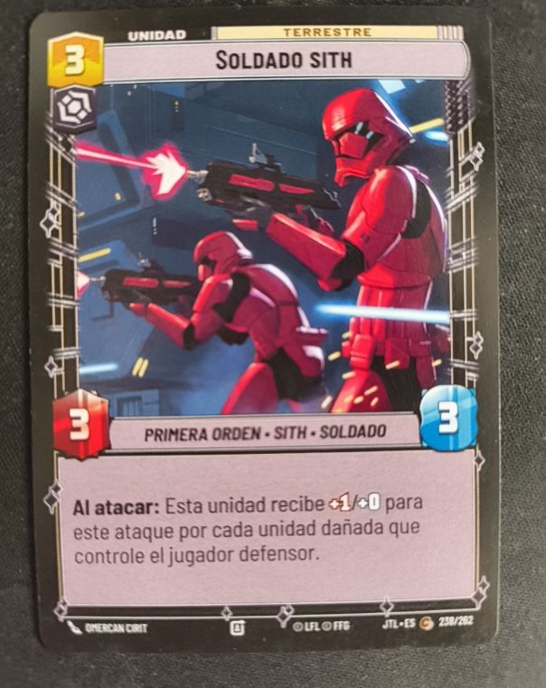 2025 Star Wars Unlimited Jump to Lightspeed #238 Soldado Sith — front