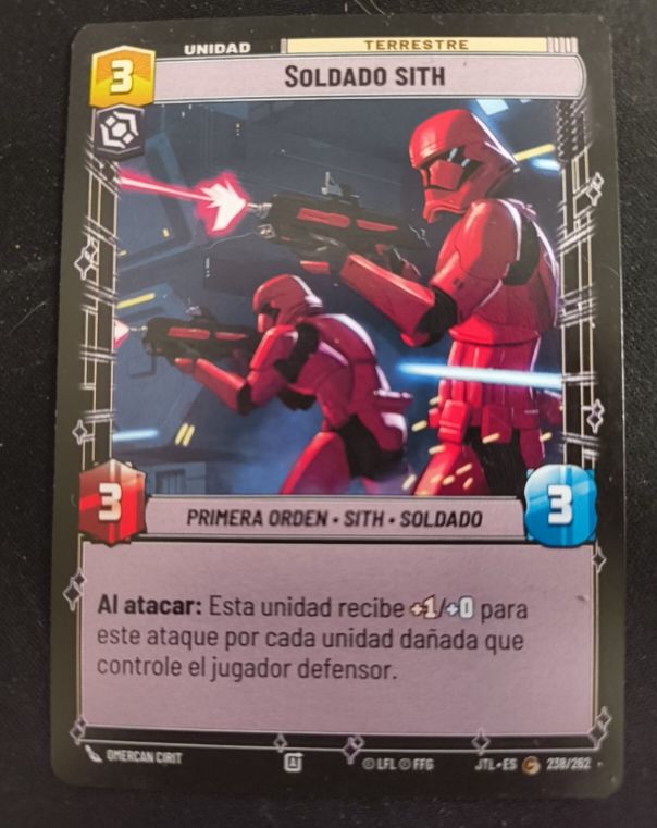 2025 Star Wars Unlimited Jump to Lightspeed #238 Soldado Sith — front
