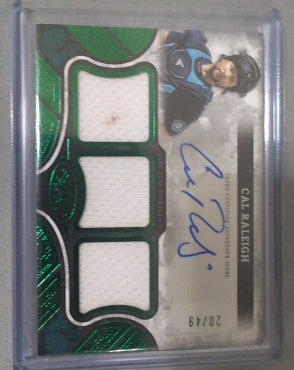 2025 Topps Tier One Cal Raleigh Triple Patch Auto #20/49 — front