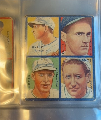 1935 Goudey 4-in-1 #4C Charlie Berry/Bobby Burke/Red Kress/Dazzy Vance — front