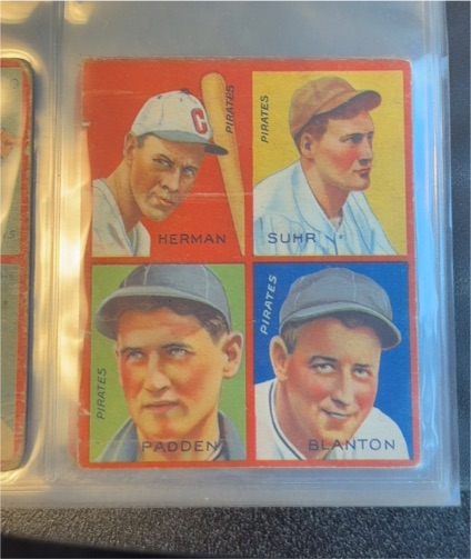 1935 Goudey 4-in-1 #9K Babe Herman, Gus Suhr, Tom Padden, Cy Blanton — front
