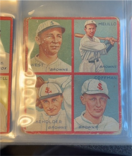 1935 Goudey 4-in-1 #6D George Blaeholder/Dick Coffman/Oscar Melillo/Sam West — front