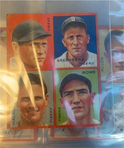 1935 Goudey 4-in-1 #8F Hank Greenberg Fox Walker Rowe Tigers — front