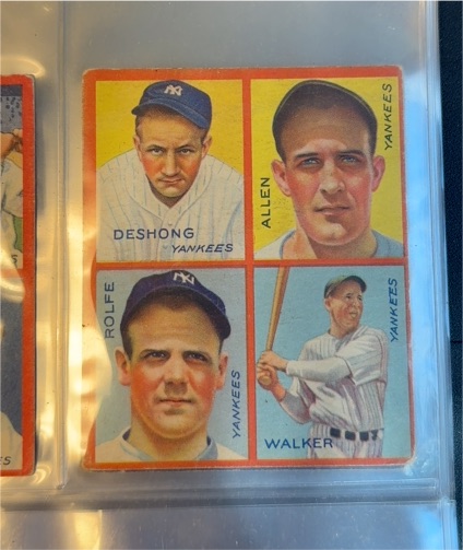 1935 Goudey 4-in-1 #9E Jimmie DeShong, Johnny Allen, Red Rolfe, Dixie Walker — front