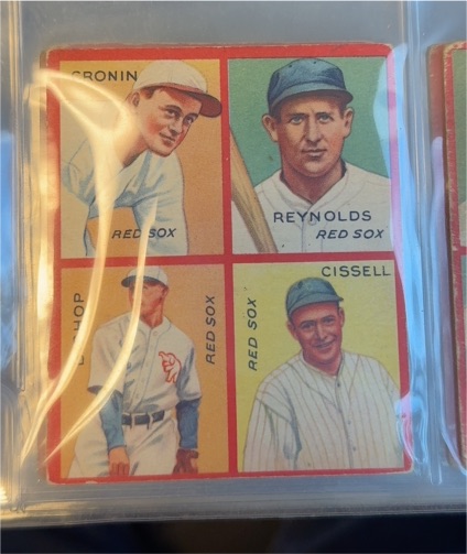 1935 Goudey 4-in-1 #6E Joe Cronin, Carl Reynolds, Max Bishop, Bill Cissell — front