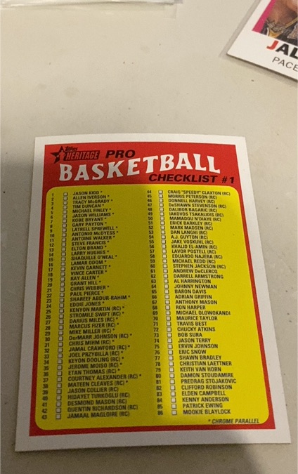 1971 Topps Heritage Basketball #144 Checklist — front